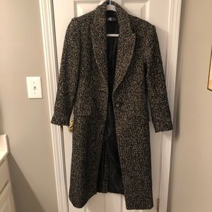 ZARA XS Herringbone Maxi Coat NWOT